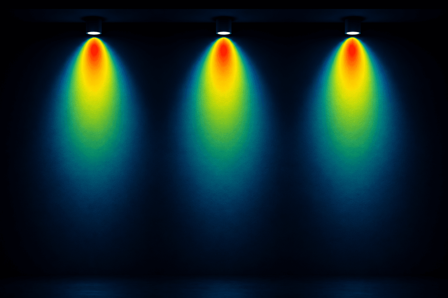 Standard focused lens creating harsh hotspots and uneven light distribution